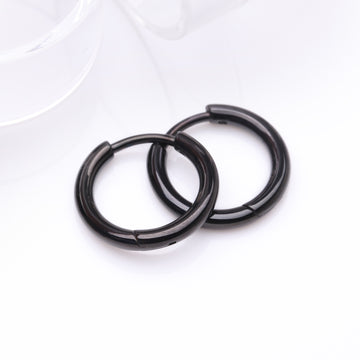 Detail View 1 of A Pair of Implant Grade Titanium Blackline Basic Huggie Hoop Earring